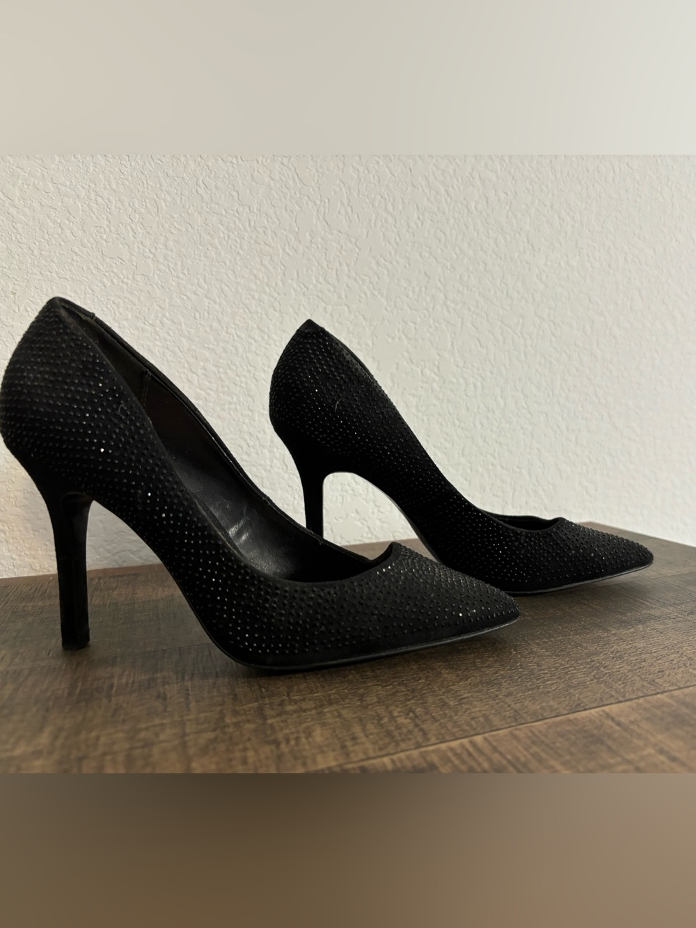 Aldo Black Pointed Rhinestone Stiletto Heels